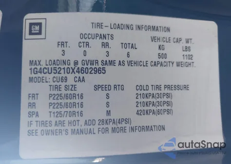 1999 Buick Park Avenue Ultra Cmi z USA, uszkodzony, nr VIN 1G4CU5210X4602965